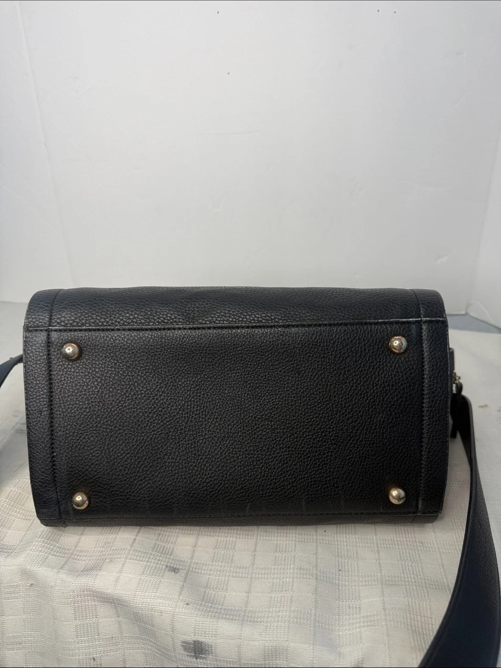 Black Leather Top-Handle Satchel with Detachable Strap